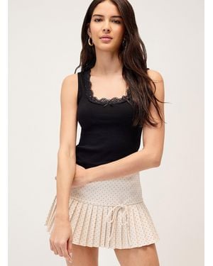 Twik Lace Collar Cropped Cami - Black