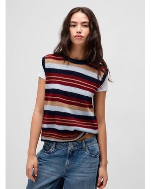 Twik Mixed Stripes Sweater Vest - Red