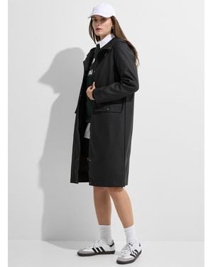 Vero Moda Flap Pockets Long Coated Raincoat - Black