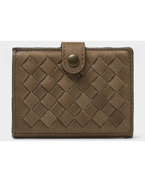 KJØRE PROJECT Braided Leather Bistre Miniwallet - Natural
