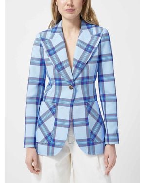 Smythe Birkin Checkered Knit Blazer - Blue