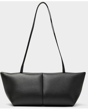 Maeden Boulevard Elongated Leather Shoulder Bag - Black