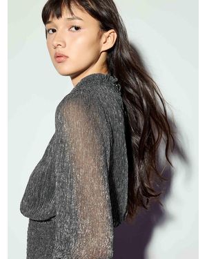 ONLY Shimmering Finish Smocked Waist Blouse - Grey