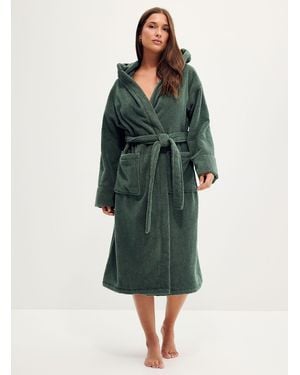 Miiyu Pure Organic Cotton Terry Hooded Bathrobe - Green