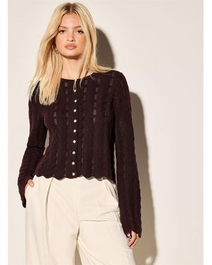 Icône Waves And Openwork Cropped Cardigan - Brown