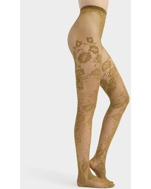 Simon's Floral Fishnet Tights Exclusive Collection From Italy - Multicolour