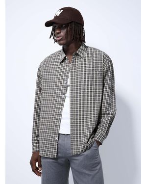 Le 31 Small Check Shirt Imported From Seoul - Grey