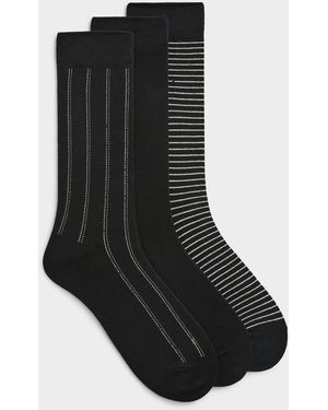 Le 31 Onyx/striped Dress Socks 3 - Black