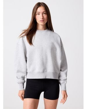 I.FIV5 Boxy Cotton Fleece Jersey Sweatshirt - Grey