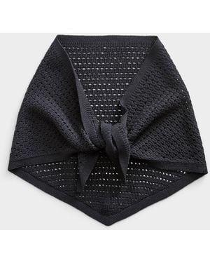 Part Two Pointelle Knit Triangular Scarf - Black