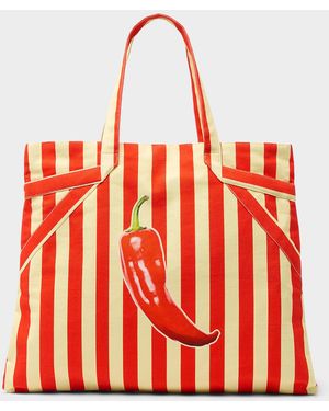 Simon's Colourful Striped Tote - Red