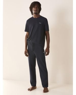 BOSS Waffled Cotton Lounge Pant - Natural