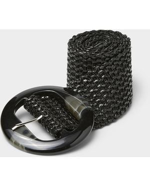 Simon's Wavy Stripe Wide Belt - Black