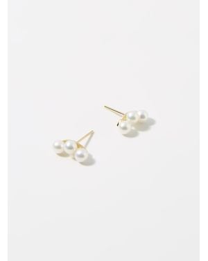 POPPY FINCH Tripe Pearl Earrings - White