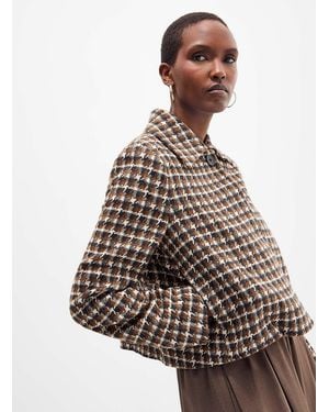 Inwear Carsonne Cropped Houndstooth Tweed Blazer - White