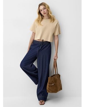 Ichi Dark Lightweight Denim Drawcord Waist Wide - Blue