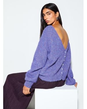 Icône Pearly Buttons Reversible Cardigan - Purple