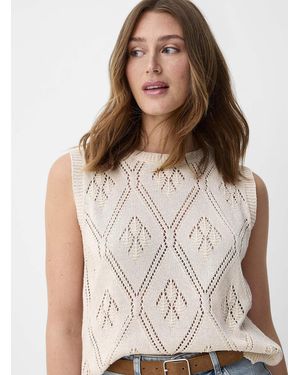 Contemporaine 100% Cotton Openwork Sweater Vest Exclusive Collection From Italy - Brown