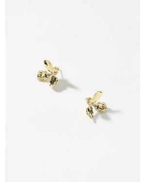 Pilgrim Hammered Flower Earrings - White