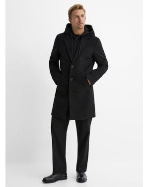 Le 31 Brushed Coat With A Removable Hooded Bib - Black