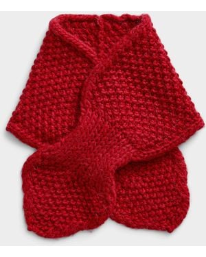 Simon's Cozy Knit Small Tie Scarf Exclusive Collection From Italy - Red