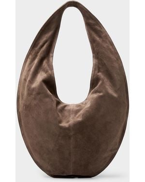 Maeden Market Round Suede Hobo Bag - Brown