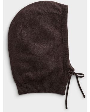 Simon's Brushed 100% Cashmere Corded Balaclava - Brown