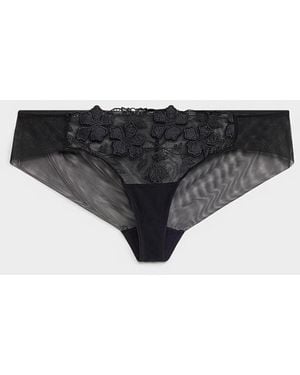 Bluebella Alara Embroidered Tulle Classic Brief Nylon, Recycled Nylon, And Polyester - Black