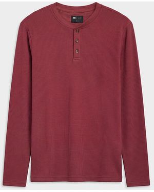 Le 31 Waffle Jersey Henley T - Red