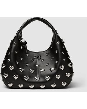 Ganni Studded Hearts Small Hobo Bag - Black