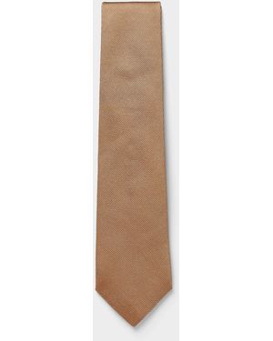 BOSS Plain Grenadine Silk Tie - White