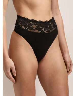 Underprotection Lace Trim Thong Period Panties Absorption: Light 2 - Black