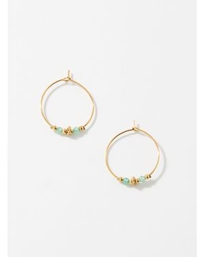 Simon's Thin Hoops With Stones - Natural