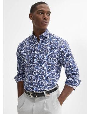Lindbergh Indigo Floral Shirt Relaxed Fit - Blue