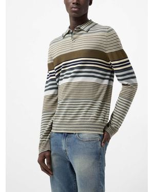 Paul Smith Mixed Stripes Merino Wool Polo Shirt - Gray