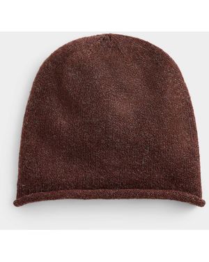 Ichi Rolled Hem Fine Knit Tuque - Brown