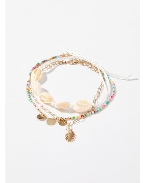Simon's Summery Anklets Set Of 3 - White