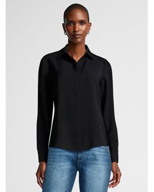 Contemporaine Silky Hidden Placket Shirt - Black