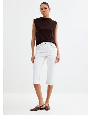 Hue Side Slit Stretch Denim Capri legging - Grey