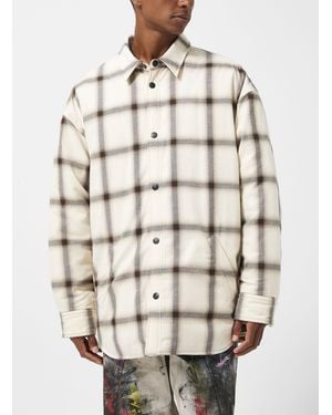 Acne Studios Plaid Quilted Flannel Overshirt - Natural