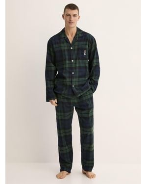 Polo Ralph Lauren Blue And Green Tartan Flannel Pyjama Set - Multicolour