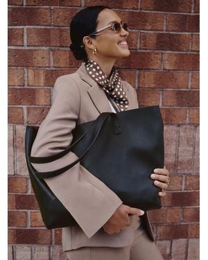Simon's Grained Minimalist Tote Bag - Black