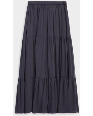 Twik Wrinkled Effect Tiered Maxi Skirt - Blue