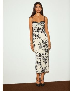 Icône Flocked Flowers Lace Micromesh Dress - White
