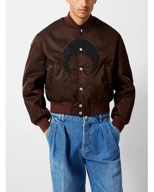 Marine Serre Contrasting Moon Chocolate Brown Nylon Bomber Jacket Unisex