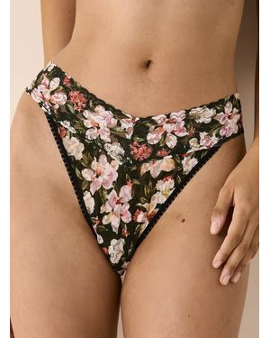 Hanky Panky Printed Stretch Lace Thong Nylon - Black