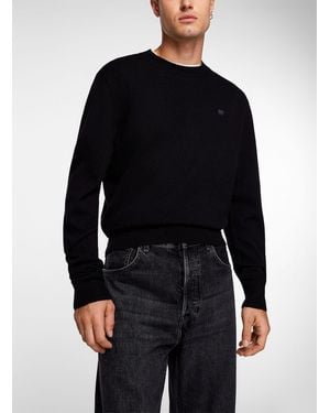Acne Studios Face Patch Wool And Yak Sweater - Black
