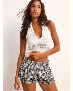 Free People Gingham Pattern Bloomer Pyjama Set - White