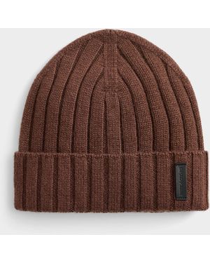 Emporio Armani Wool And Cashmere Cuffed Tuque - Brown