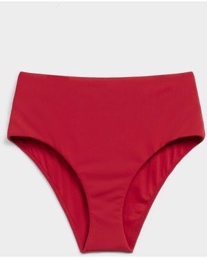Simon's Recycled Nylon Ruched Bikini Bottom At Contemporaine - Red